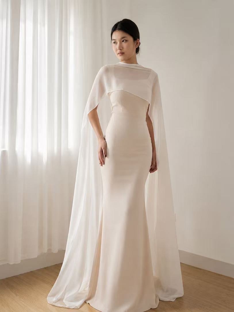Soft Split Chiffon Bridal Cape