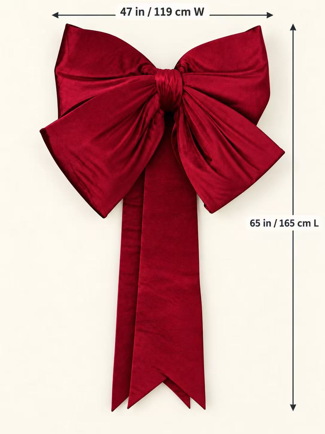 Oversized Red Velvet Christmas Tree Bow, Long Tails, Holiday Topper