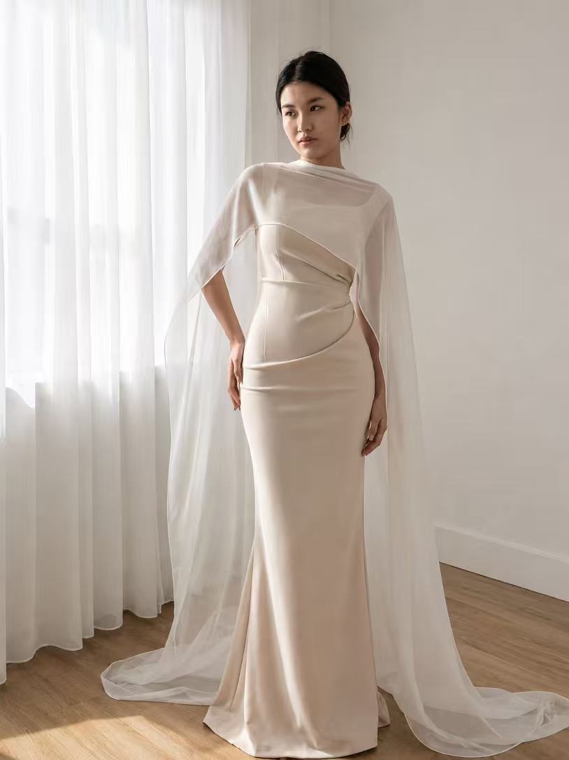 Soft Split Chiffon Bridal Cape