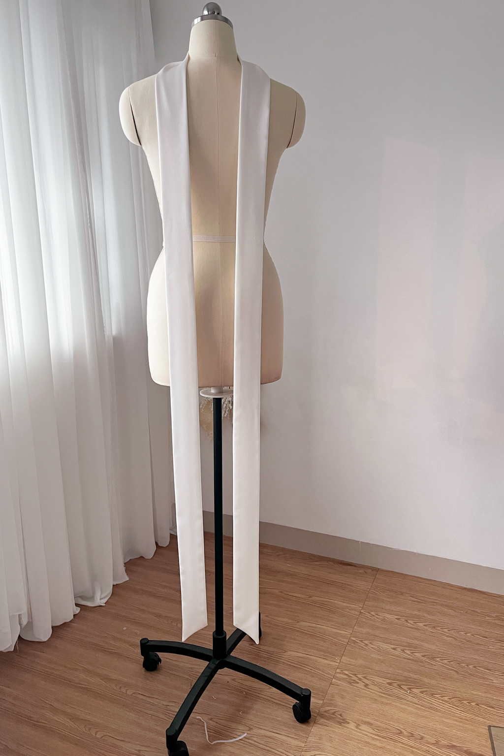 Minimalist Long Satin Skinny Scarf (6cm Width) | Elegant Draped Neck & Shoulder Ribbon | Bridal & Everyday Styling
