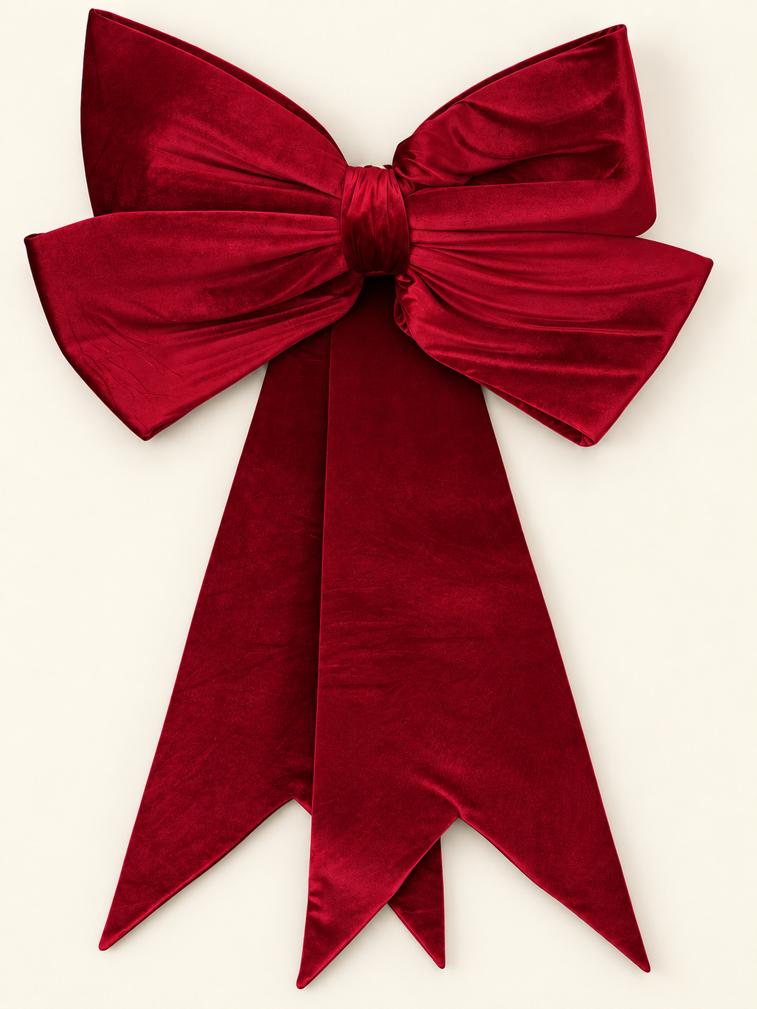 Oversized Red Velvet Christmas Tree Bow, Long Tails, Holiday Topper