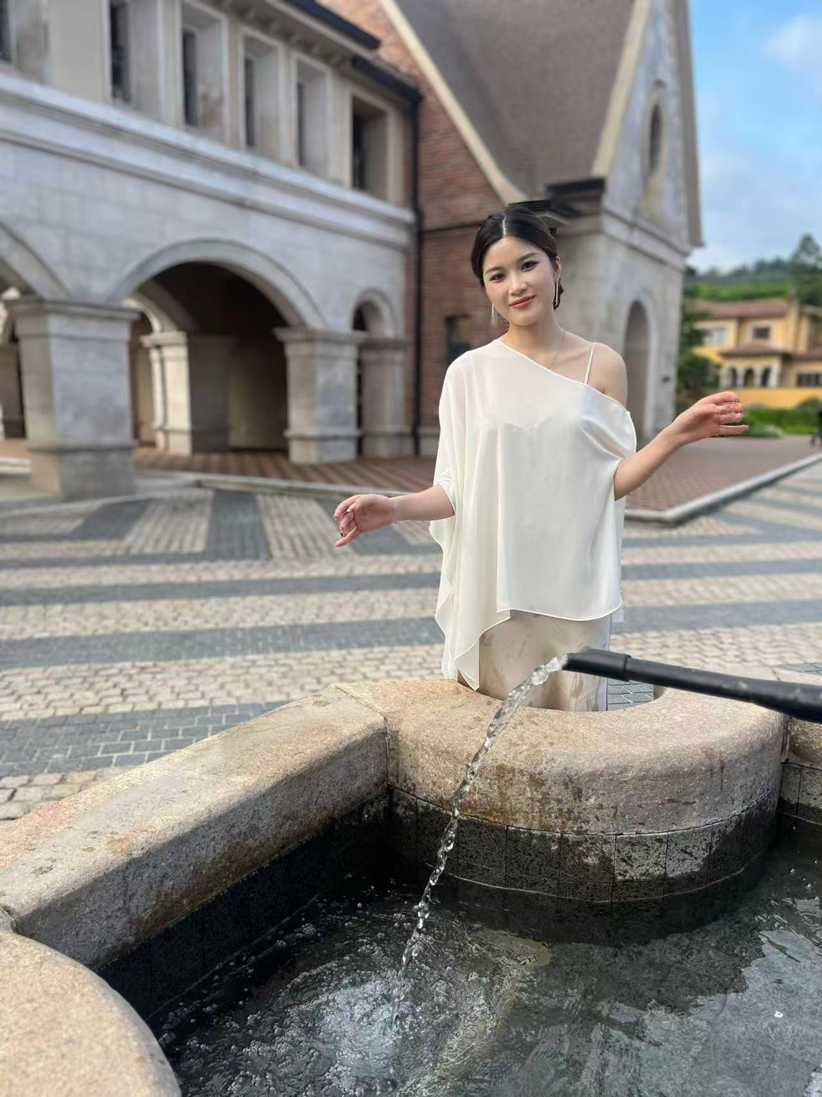 Ivory Chiffon Wrap Top, Lightweight Sheer Evening Cover Up, Soft Draped Shoulder Shawl, Elegant Resort Layer