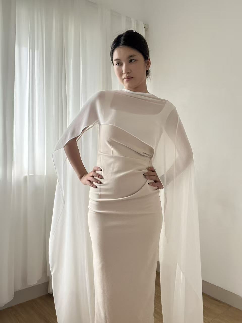 Soft Split Chiffon Bridal Cape