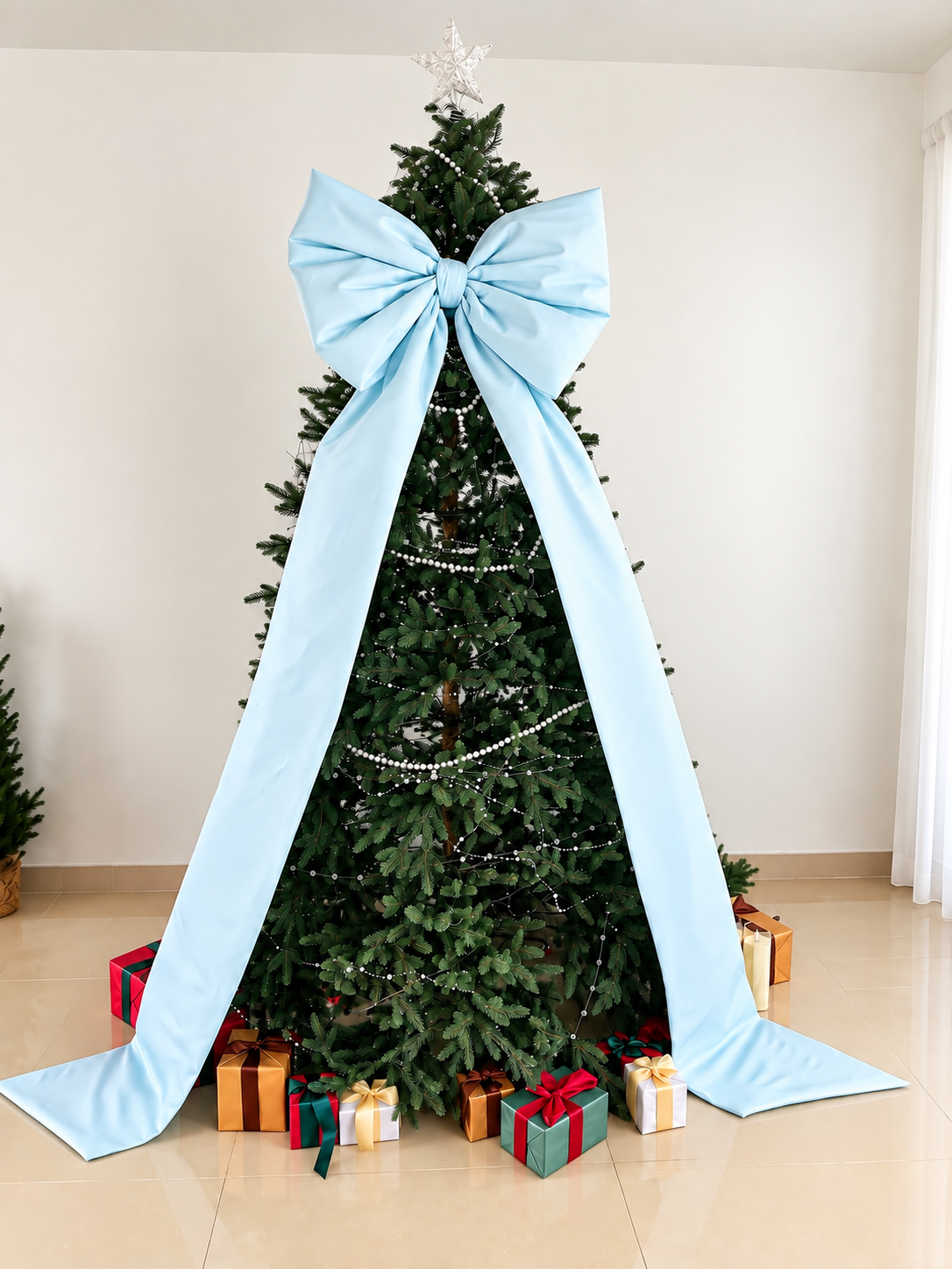 Light Blue Christmas Tree Bow | Giant Oversized Bow
