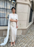 Elegant Chiffon Bridal Shawl Long Cape Wedding Cover Up Soft Flowy Bridal Wrap Sheer Shawl Evening Dress Overlay White Cape