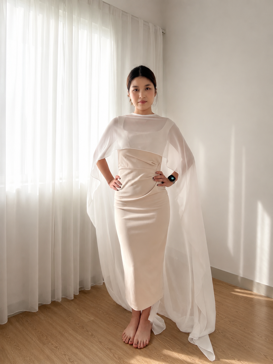 Soft Split Chiffon Bridal Cape