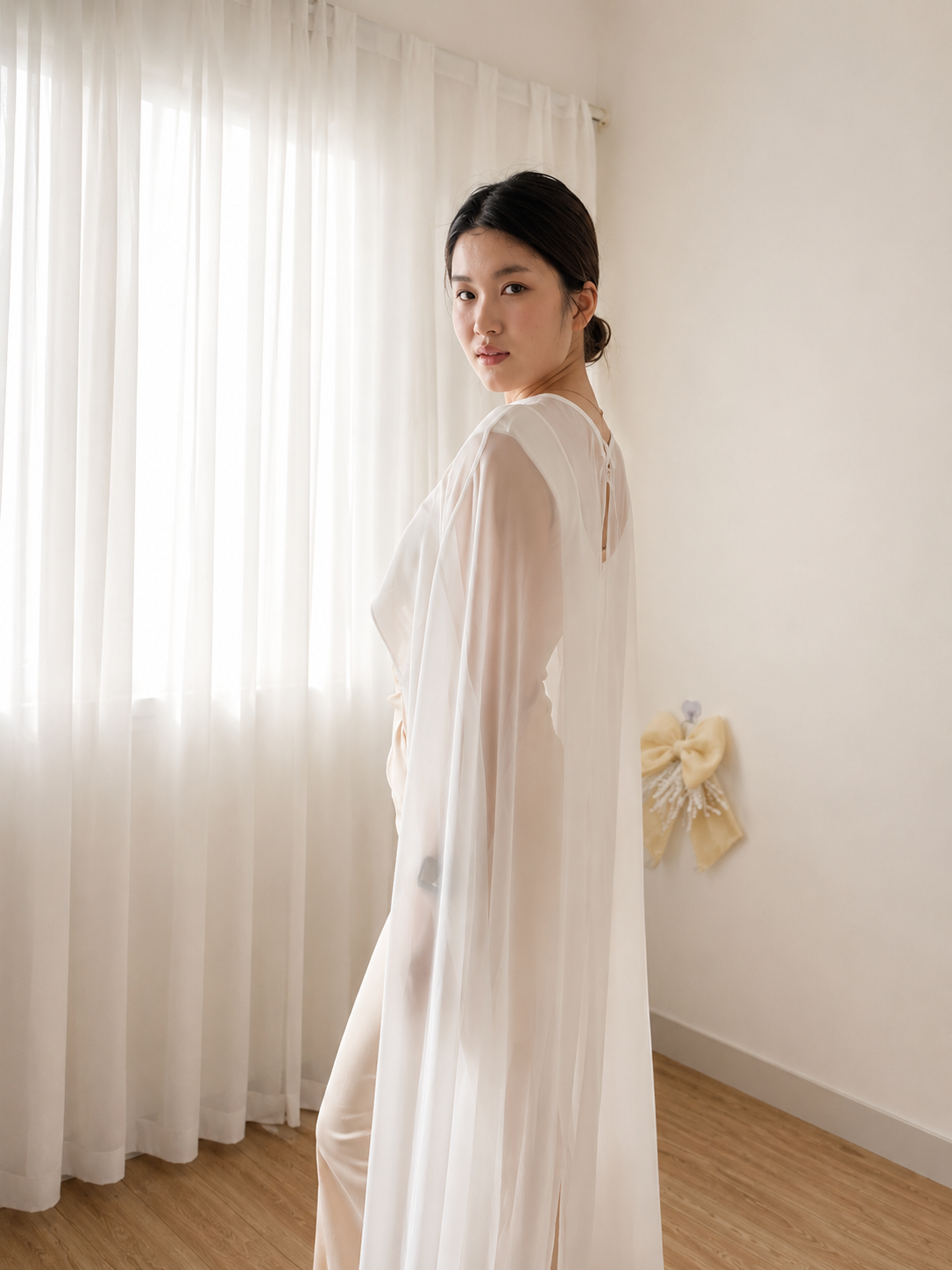 Soft Split Chiffon Bridal Cape