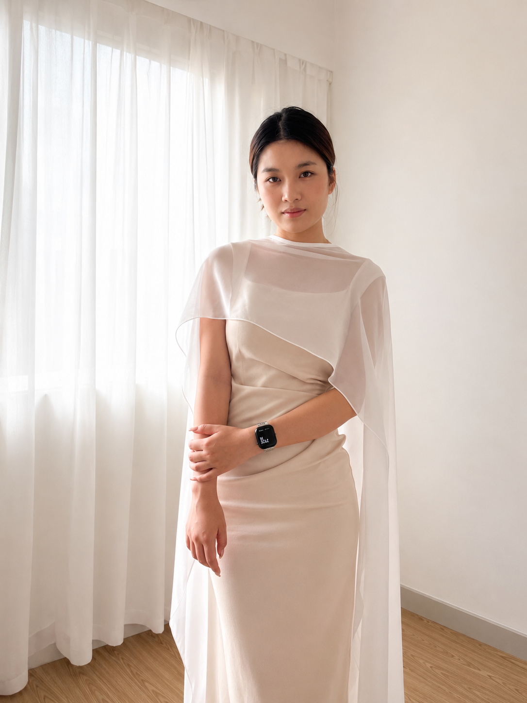 Soft Split Chiffon Bridal Cape