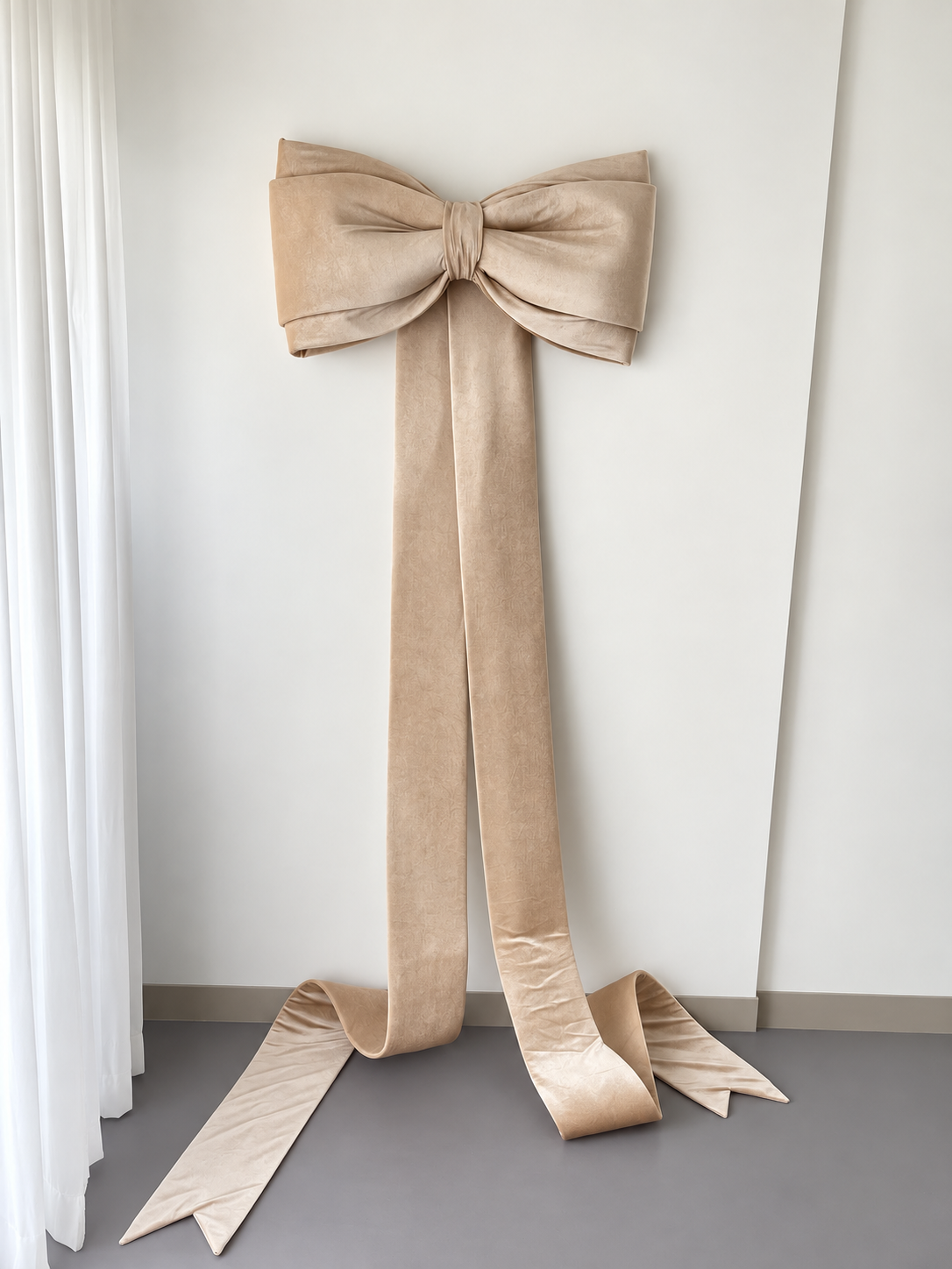 Champagne Giant Christmas Bow, Oversized Velvet Tree Bow, Long Tail Christmas Tree Topper