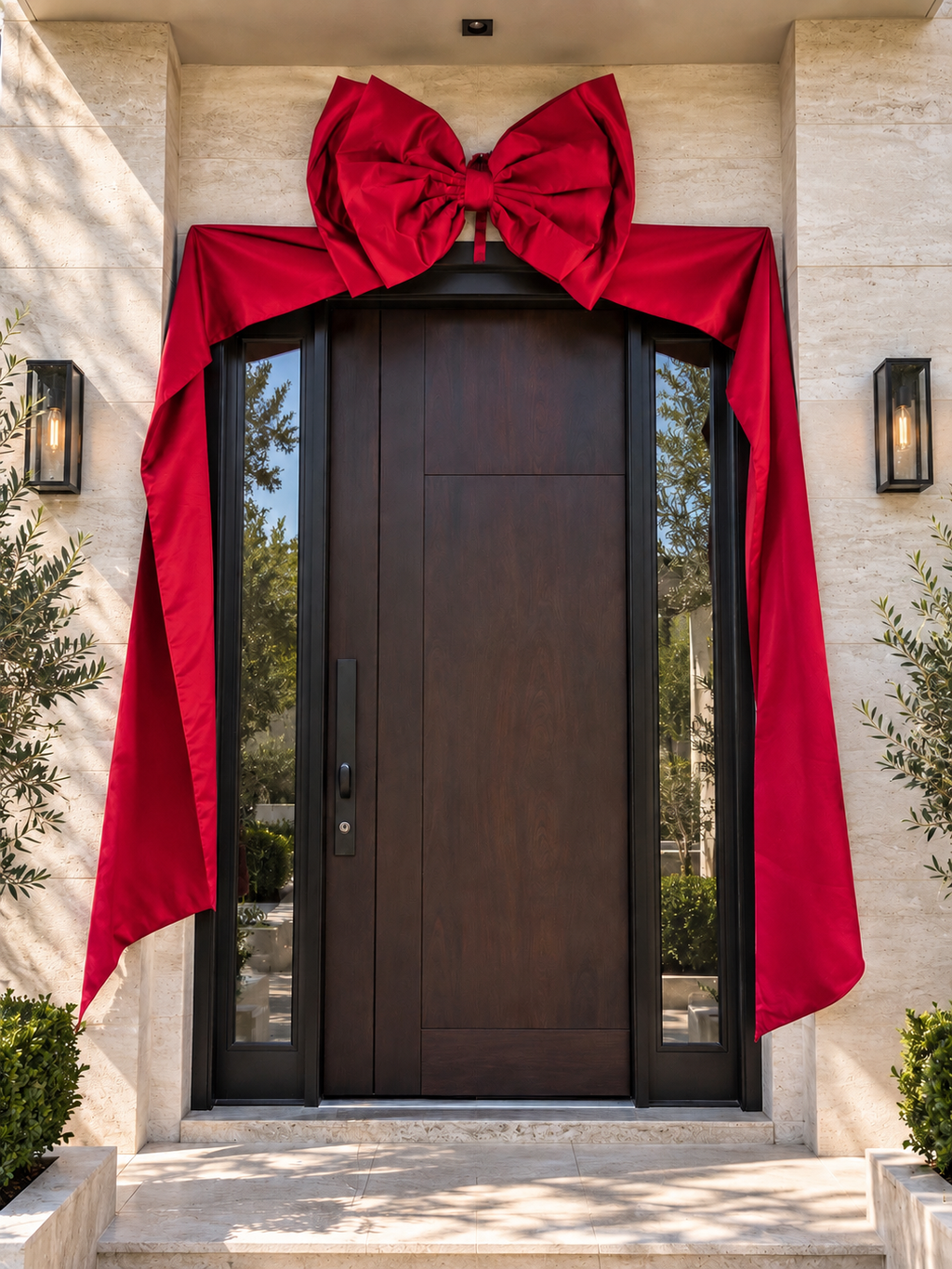 Large Red Christmas Bow with Long Tails – Statement Tree Decoration
