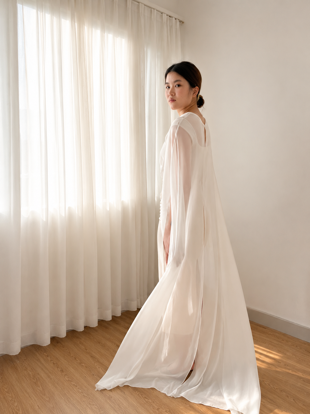 Soft Split Chiffon Bridal Cape