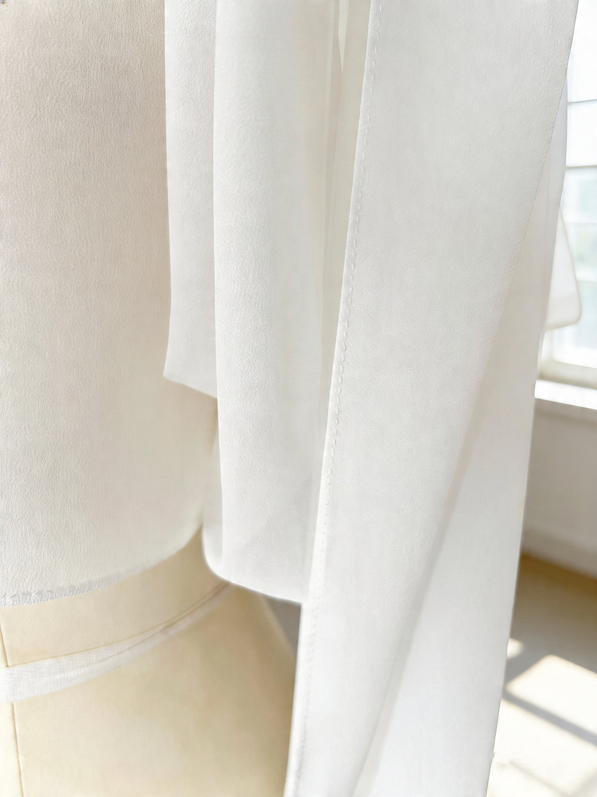 Sheer Chiffon Bridal Cape Shawl – Lightweight Ivory Wedding Cover Up, Flowing Long Back Wrap