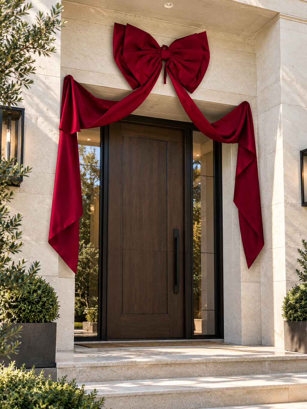 Large Red Christmas Bow with Long Tails – Statement Tree Decoration