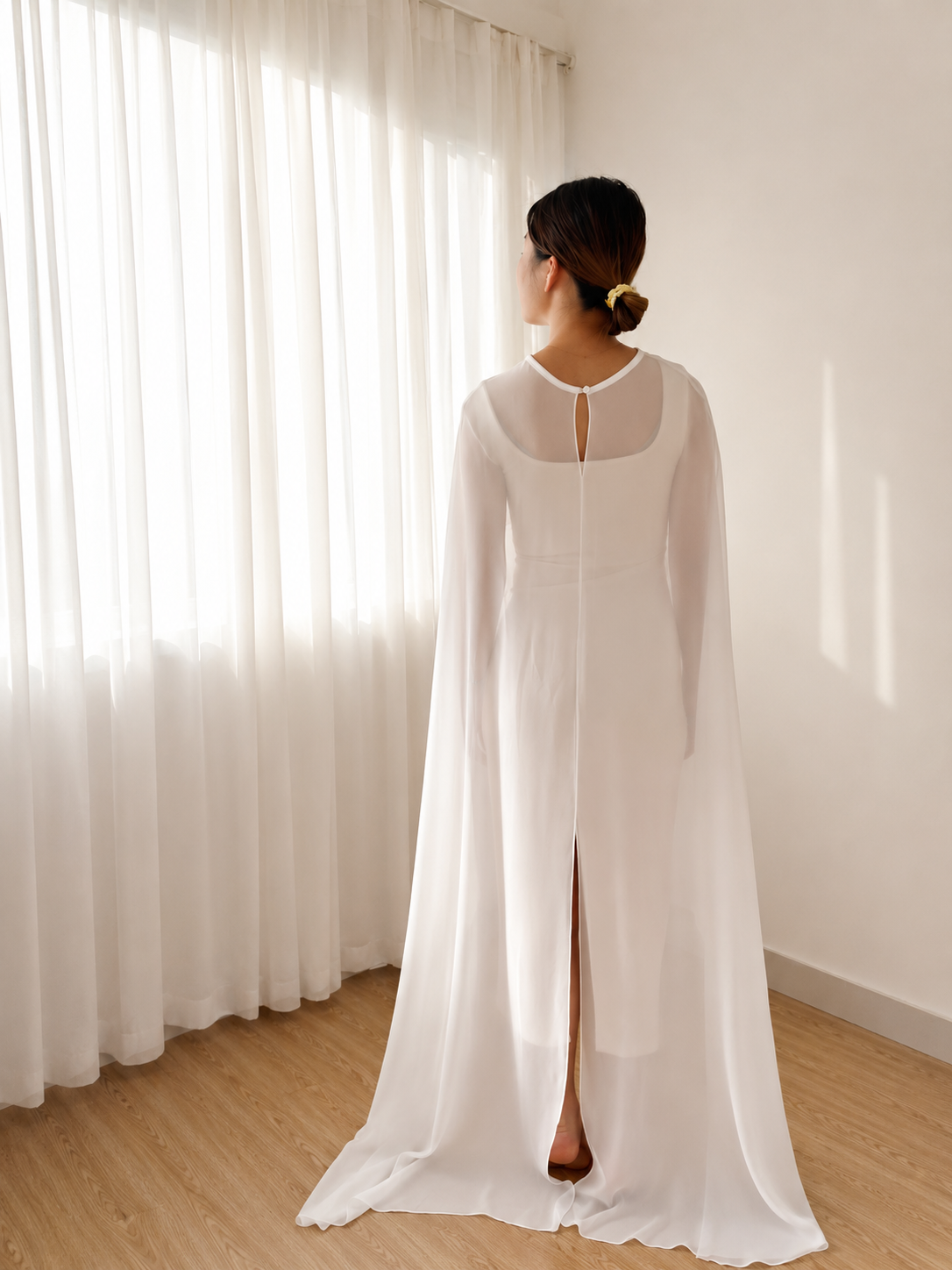 Soft Split Chiffon Bridal Cape
