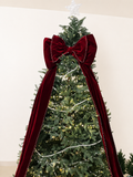 Extra Large Burgundy Velvet Christmas Tree Bow with Pearl Trim