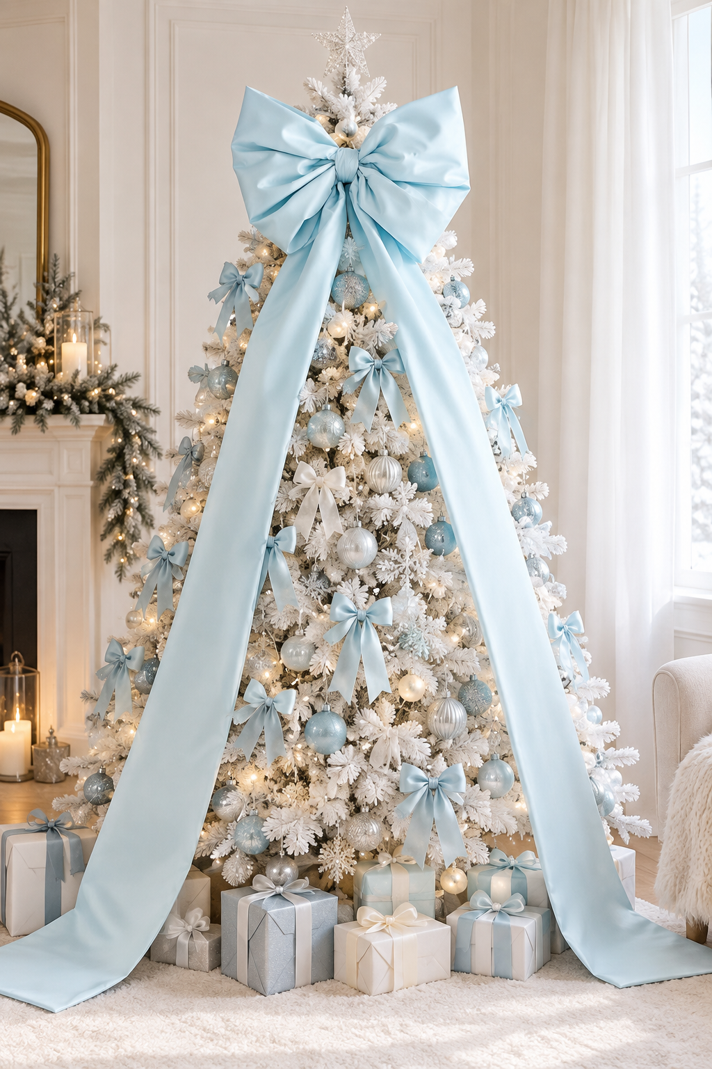 Light Blue Christmas Tree Bow | Giant Oversized Bow