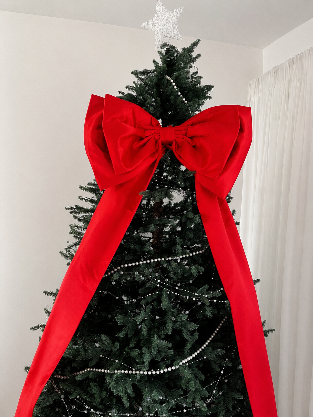 Large Red Velvet Christmas Tree Bow, Oversized Holiday Decoration