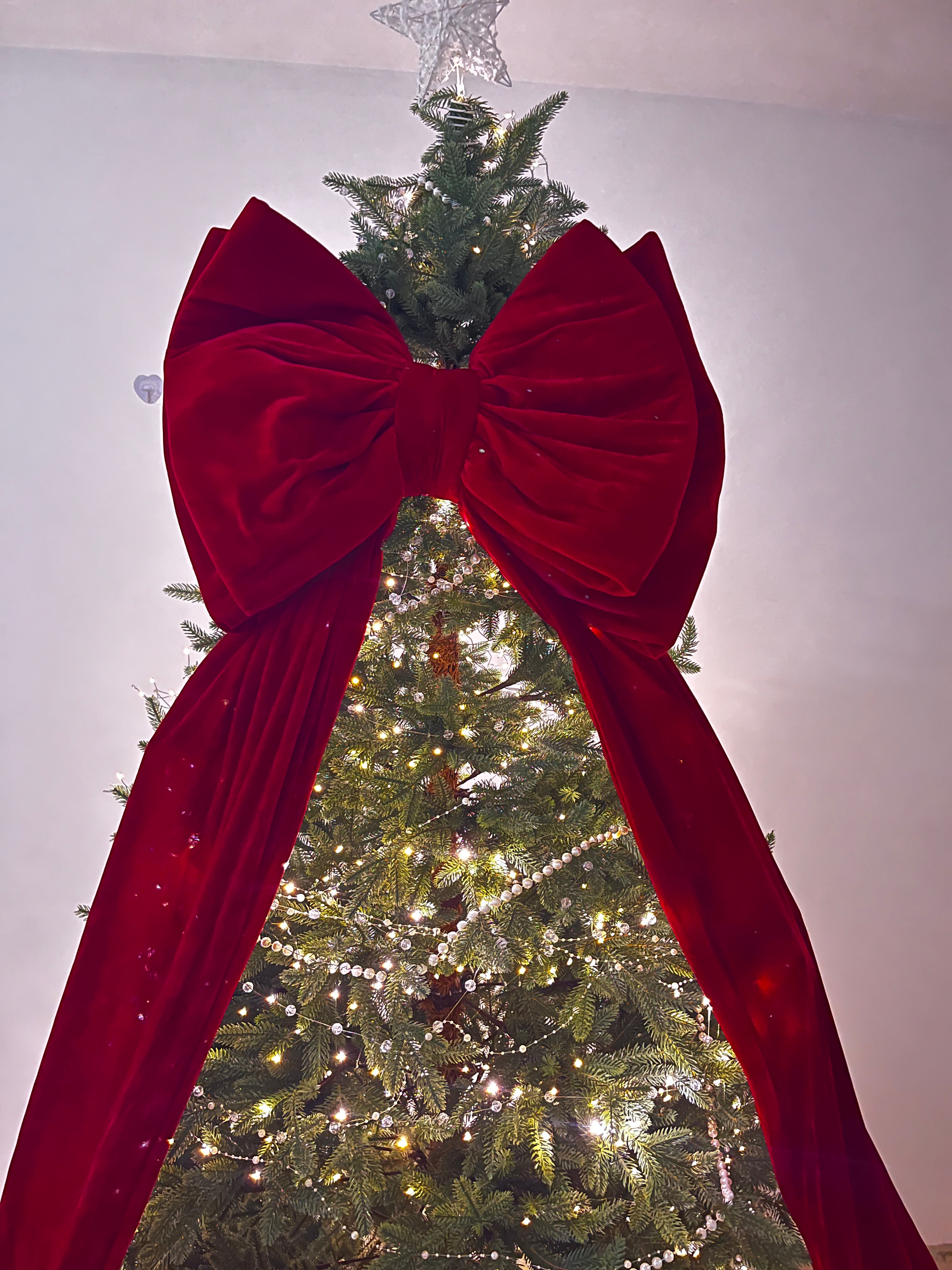 Extra Large Red Velvet Double-Layer Christmas Tree Bow