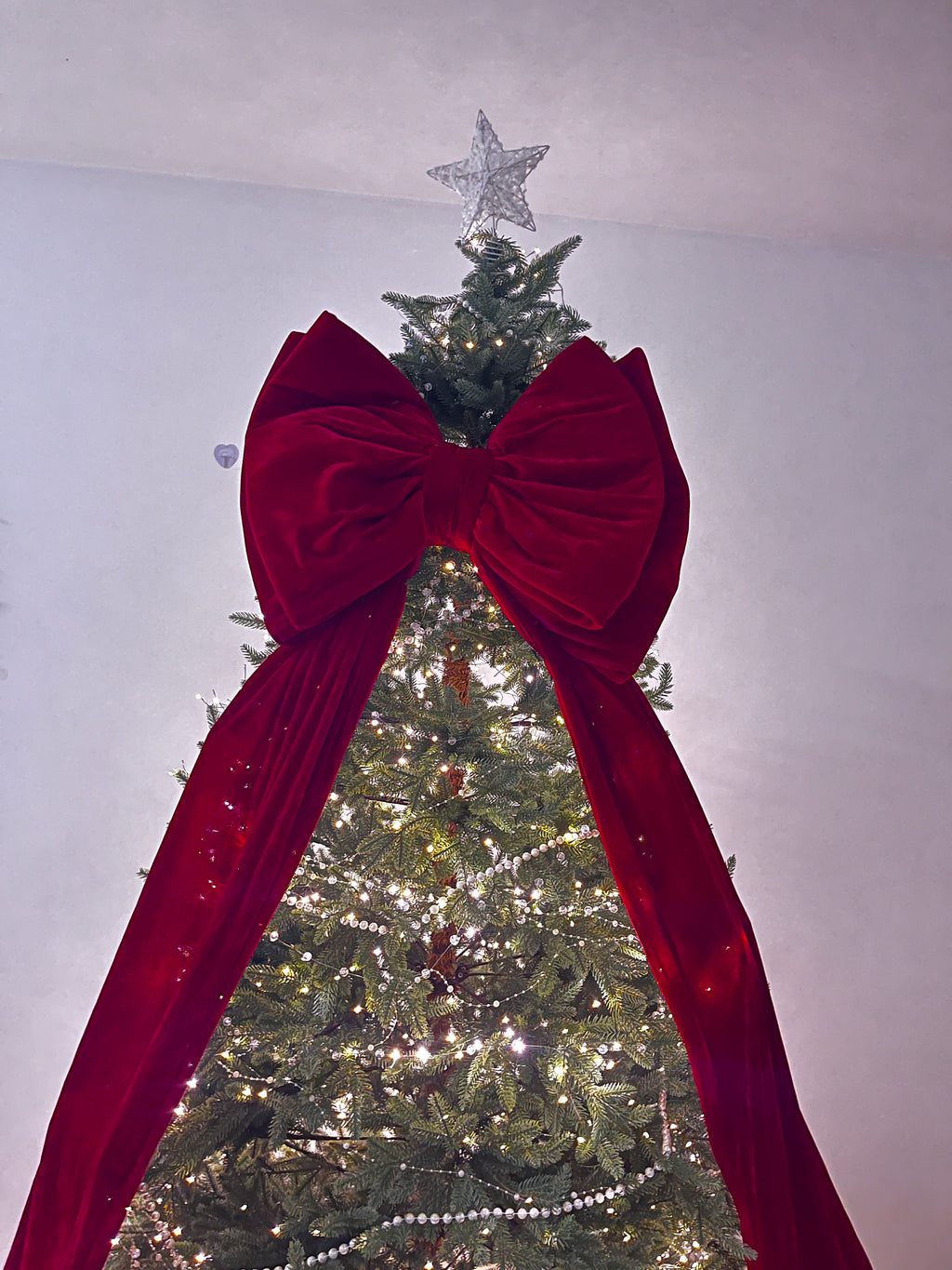 Extra Large Red Velvet Double-Layer Christmas Tree Bow