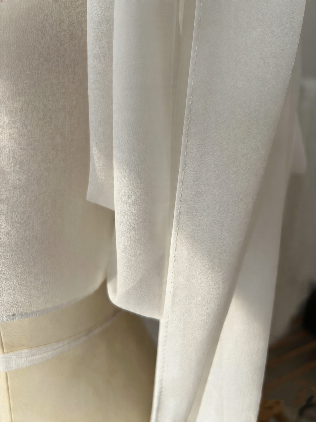 Sheer Chiffon Bridal Cape Shawl – Lightweight Ivory Wedding Cover Up, Flowing Long Back Wrap