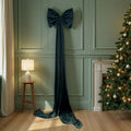 Extra Large Burgundy Velvet Christmas Tree Bow with Pearl Trim
