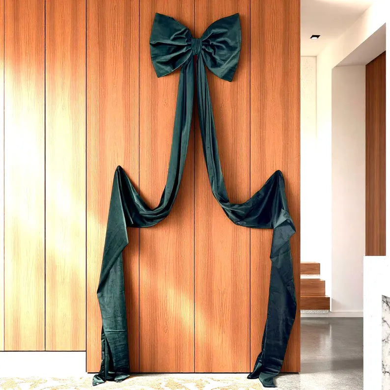Extra Large Burgundy Velvet Christmas Tree Bow with Pearl Trim