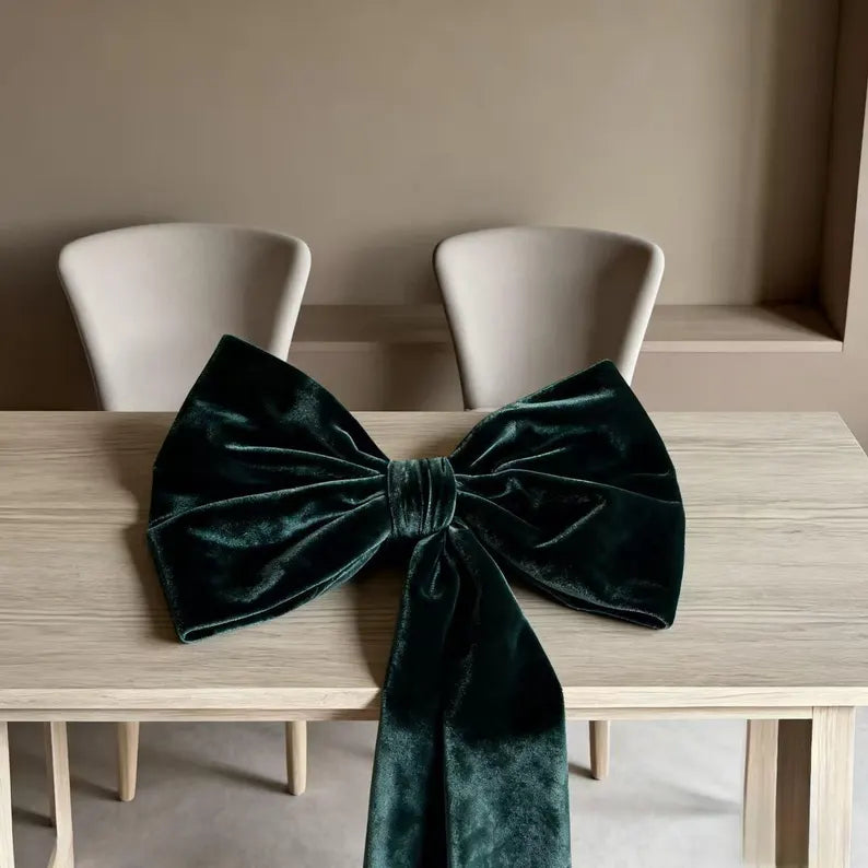 Extra Large Burgundy Velvet Christmas Tree Bow with Pearl Trim