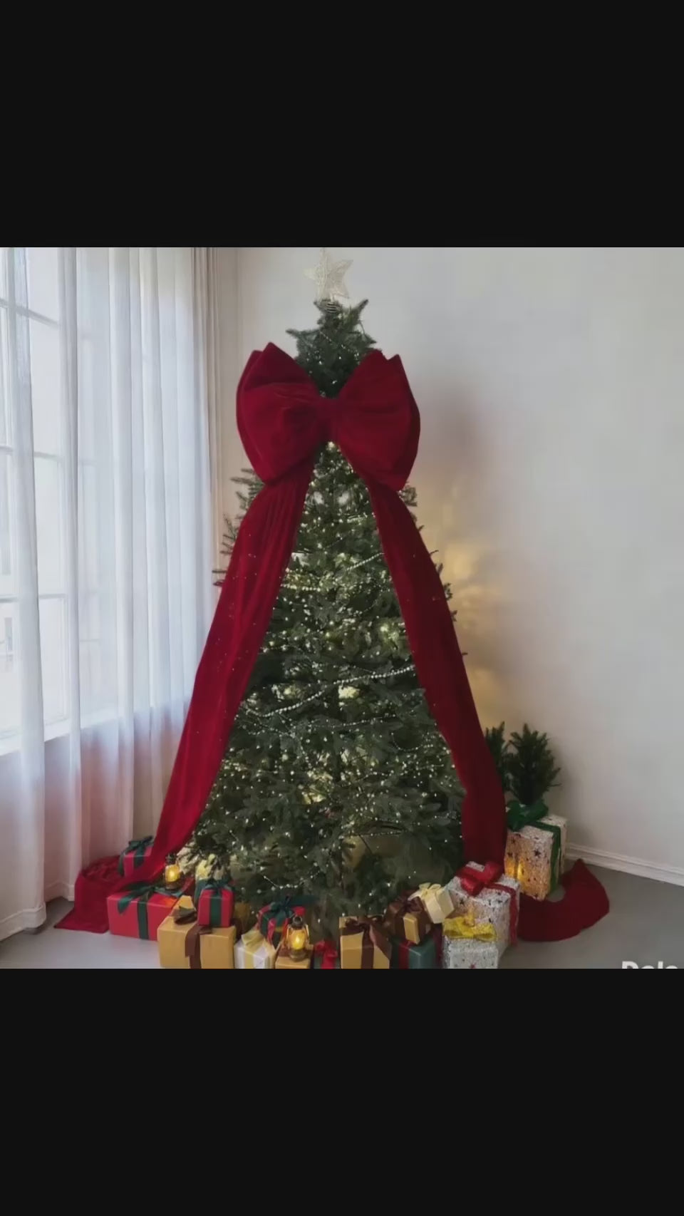Extra Large Red Velvet Double-Layer Christmas Tree Bow